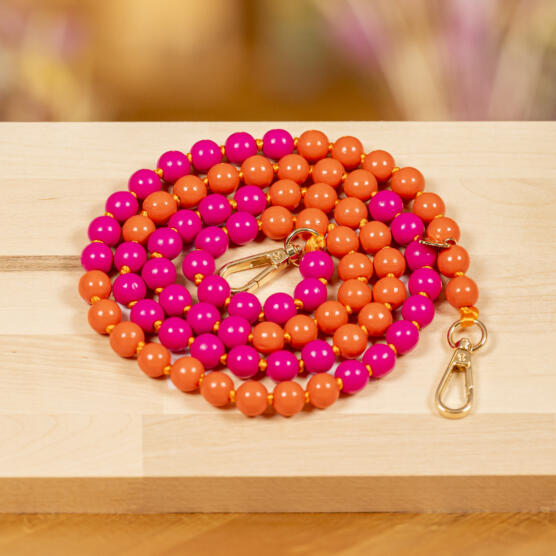 ein Produktbild von: Handykette Holzperlen Duocolor Orange/Pink